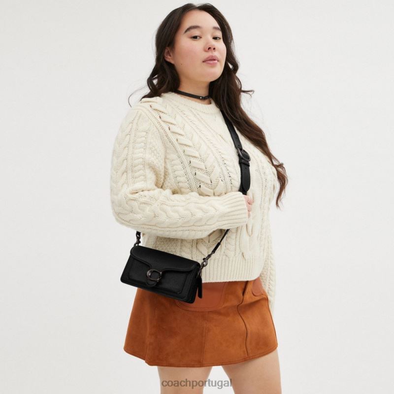 Coach mulheres bolsa de ombro malhada 20 v5/preto 6B20P139