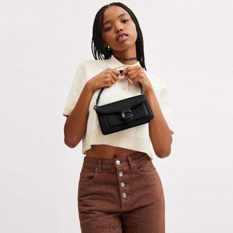 Coach mulheres bolsa de ombro malhada 20 v5/preto 6B20P139