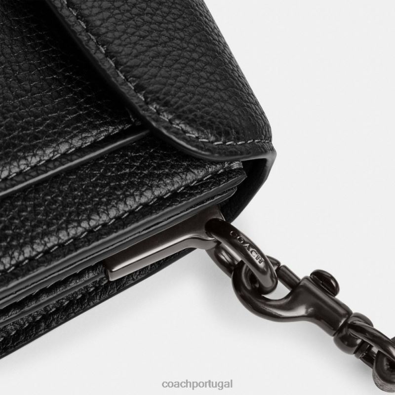 Coach mulheres bolsa de ombro malhada 20 v5/preto 6B20P139