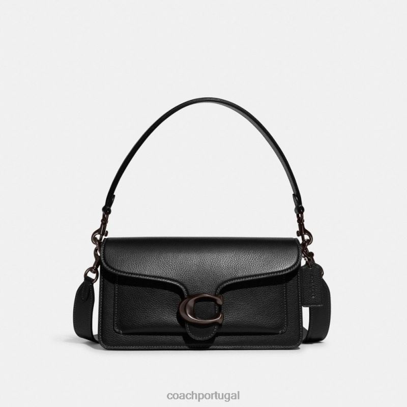 Coach mulheres bolsa de ombro malhada 26 v5/preto 6B20P166
