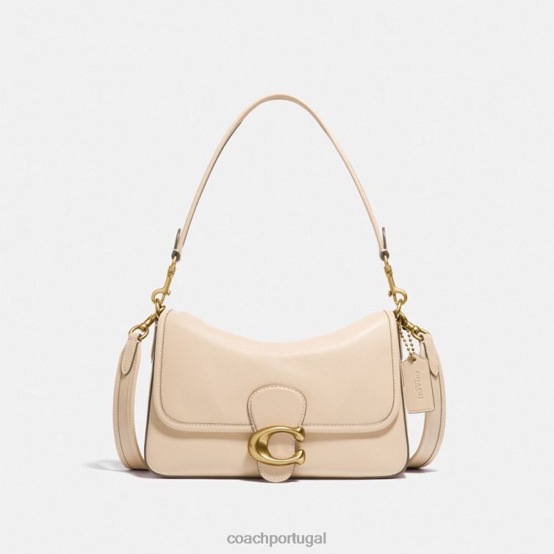 Coach mulheres bolsa de ombro malhada macia b4/marfim 6B20P171