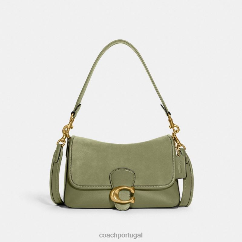 Coach mulheres bolsa de ombro malhada macia b4/musgo 6B20P106