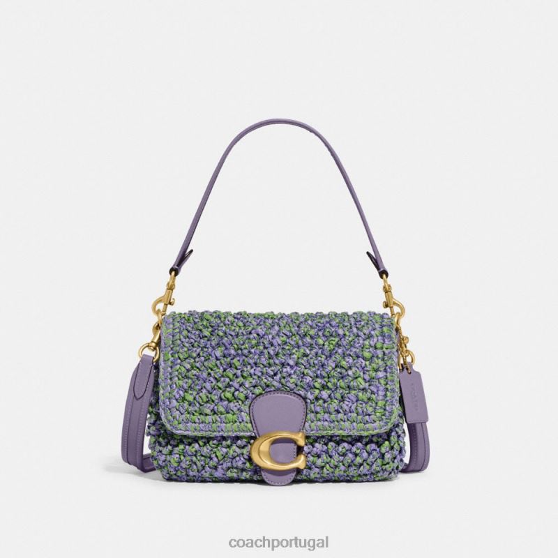 Coach mulheres bolsa de ombro malhada macia b4/roxo claro/verde suave 6B20P135