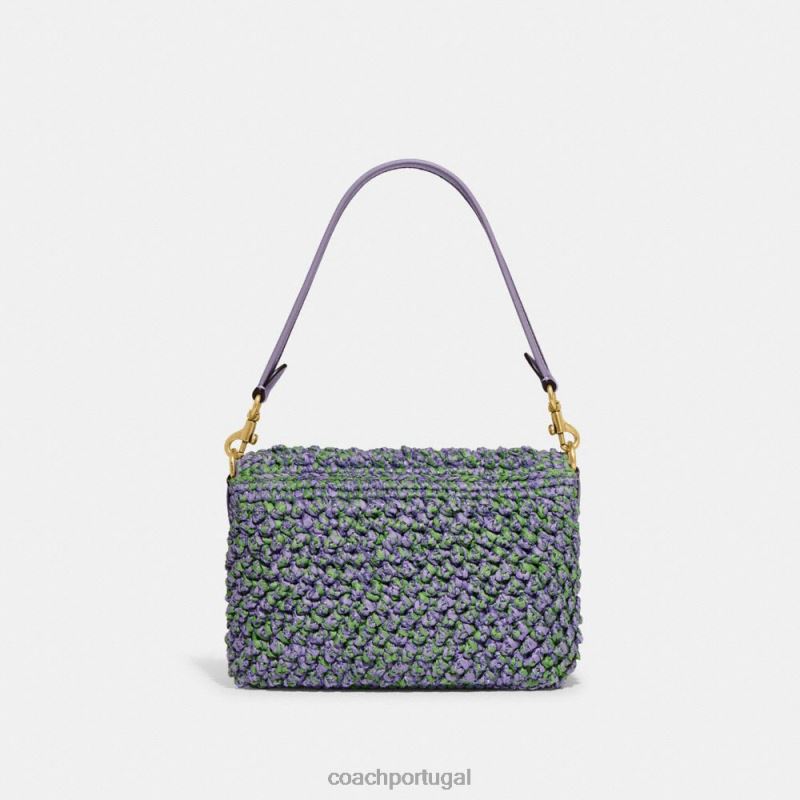 Coach mulheres bolsa de ombro malhada macia b4/roxo claro/verde suave 6B20P135