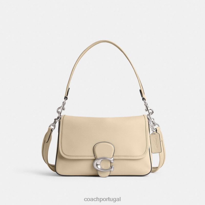 Coach mulheres bolsa de ombro malhada macia lh/marfim 6B20P102