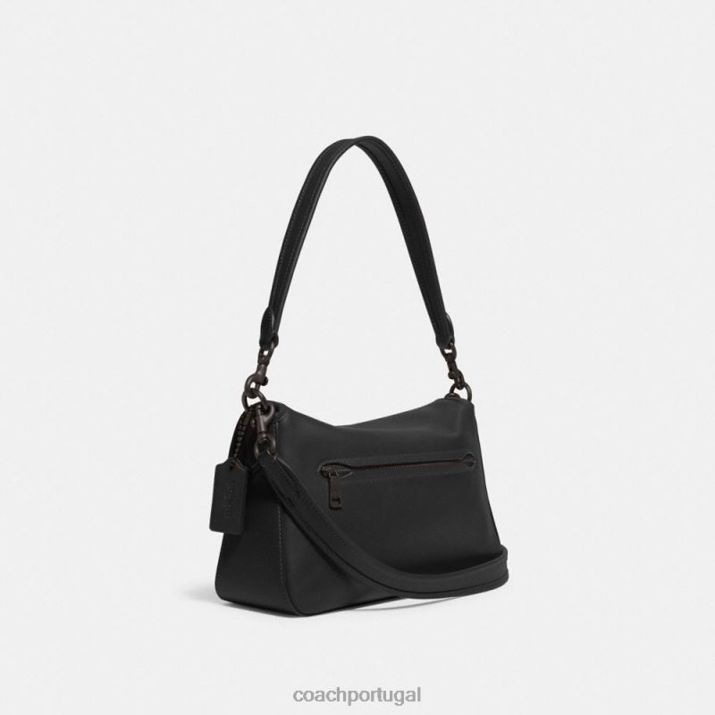Coach mulheres bolsa de ombro malhada macia v5/preto 6B20P103