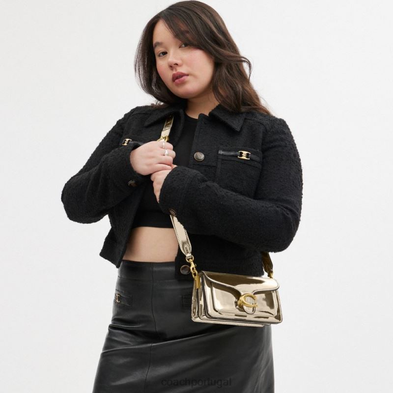 Coach mulheres bolsa de ombro tabby 20 em prata metálica b4/ouro 6B20P108