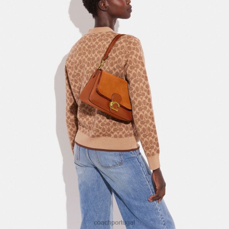 Coach mulheres bolsa de ombro tabby macia com detalhe de pele de cobra b4/âmbar polido 6B20P120