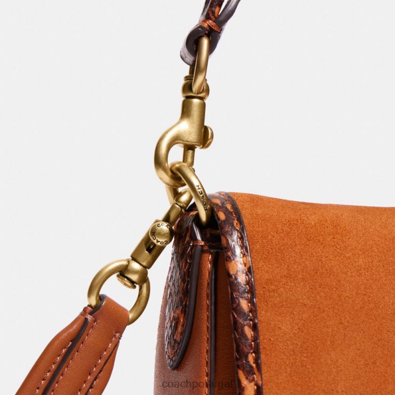 Coach mulheres bolsa de ombro tabby macia com detalhe de pele de cobra b4/âmbar polido 6B20P120