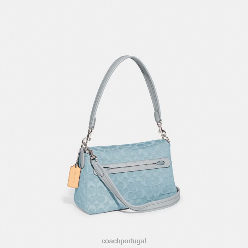 Coach mulheres bolsa de ombro tabby macia em jeans exclusivo lh/azul claro 6B20P153