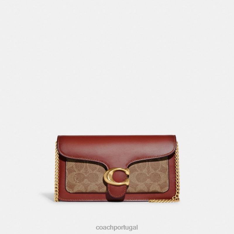 Coach mulheres clutch malhada com corrente em lona exclusiva b4/ferrugem bronzeada 6B20P168