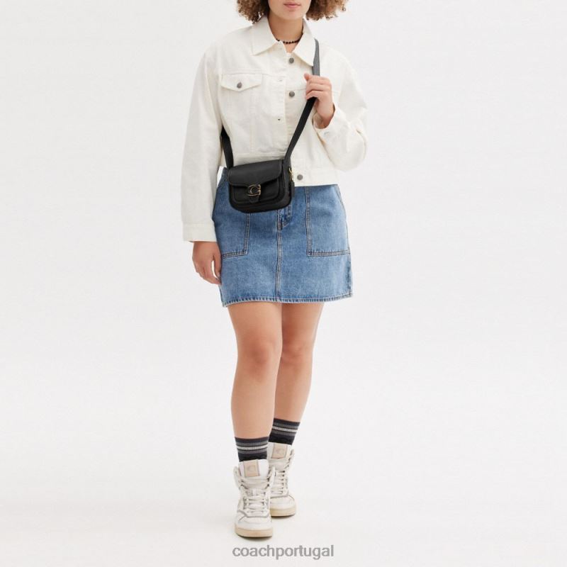 Coach mulheres mensageiro malhado 19 b4/preto 6B20P127