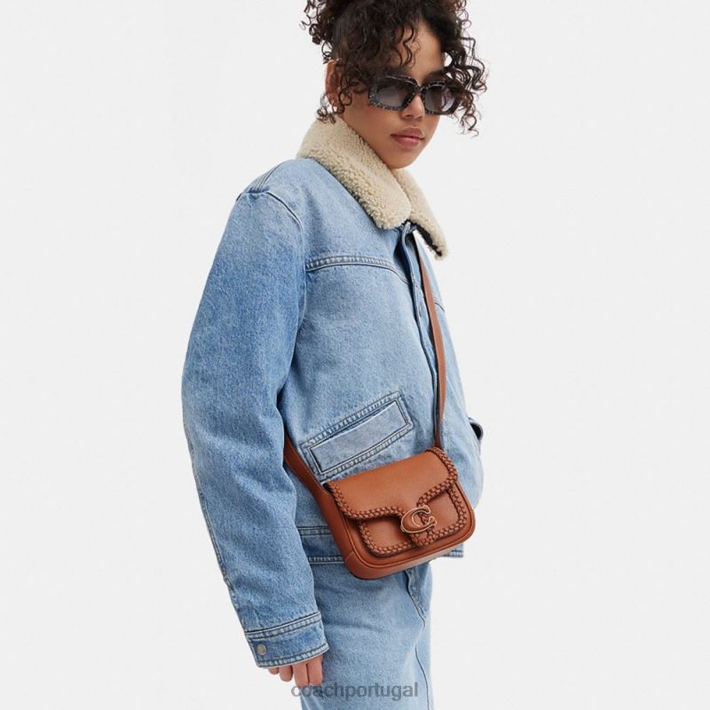 Coach mulheres mensageiro malhado 19 com trança b4/âmbar polido 6B20P125