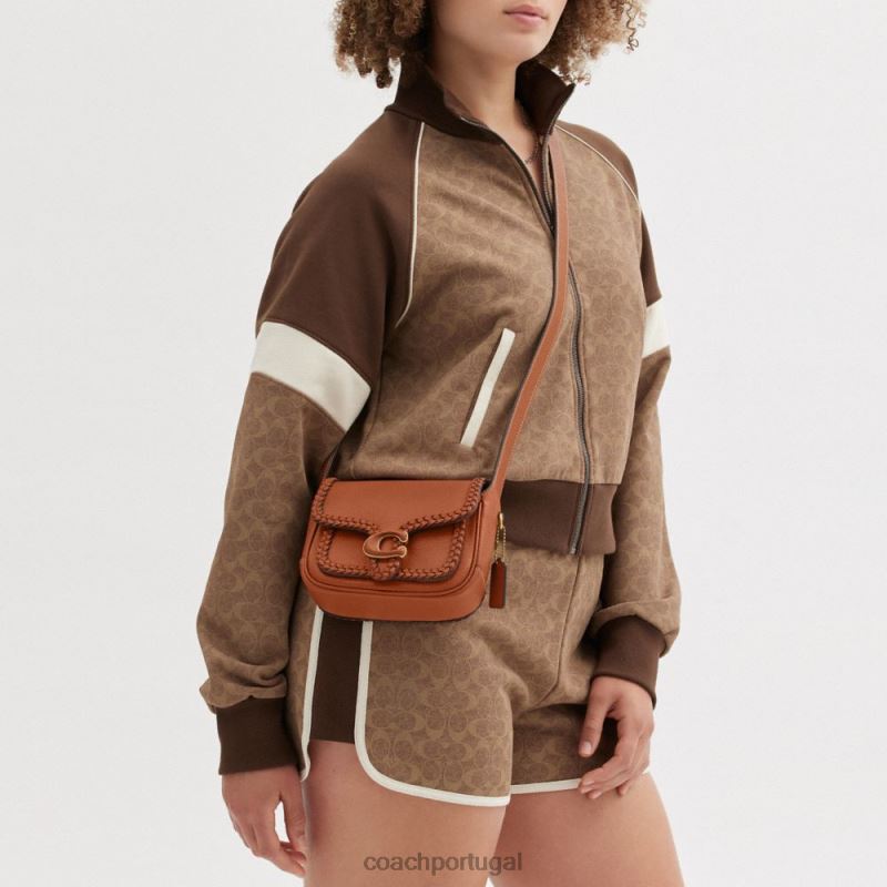 Coach mulheres mensageiro malhado 19 com trança b4/âmbar polido 6B20P125