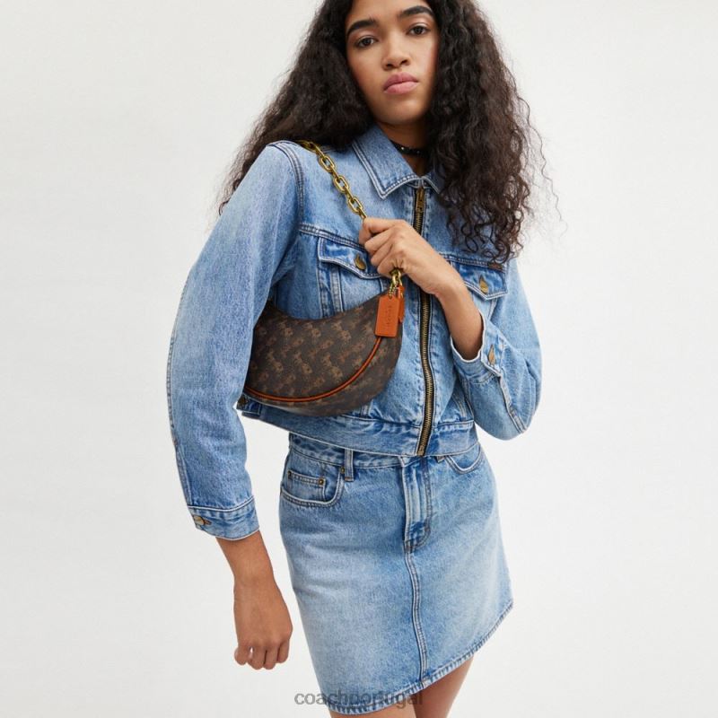 Coach mulheres bolsa tiracolo mira com estampa de cavalo e carruagem b4/trufa âmbar polido 6B20P53