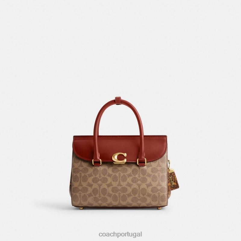 Coach mulheres Broome carryall em lona exclusiva com detalhes de pele de cobra b4/ferrugem bronzeada 6B20P172