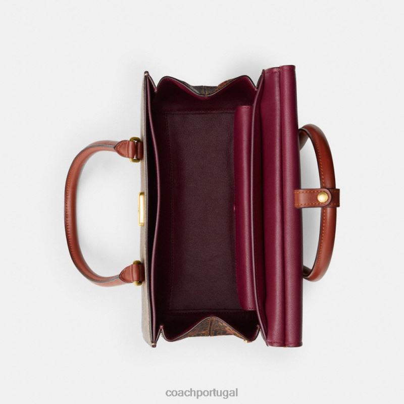 Coach mulheres Broome carryall em lona exclusiva com detalhes de pele de cobra b4/ferrugem bronzeada 6B20P172