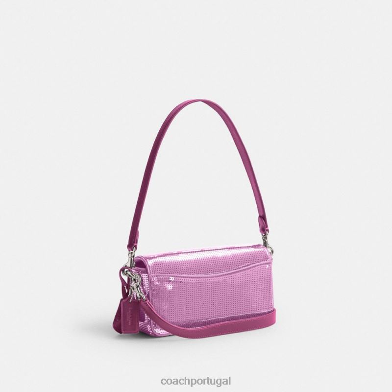 Coach mulheres bolsa baguete de estúdio com lantejoulas lh/magenta escuro 6B20P188