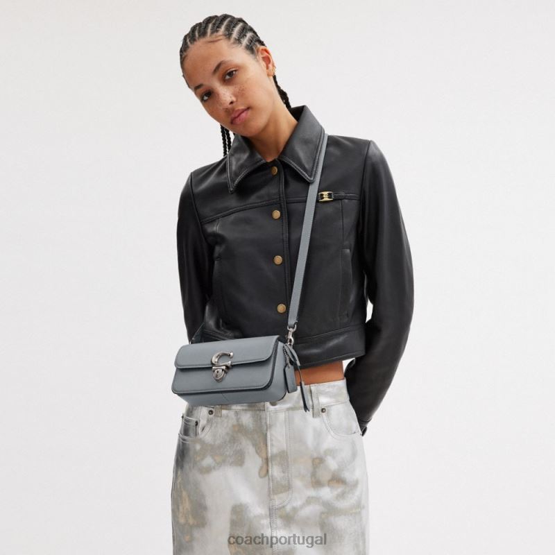 Coach mulheres bolsa baguete de estúdio lh/cinza azul 6B20P190