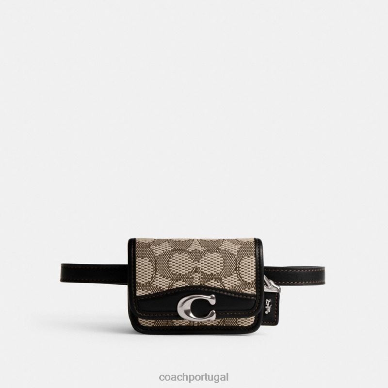 Coach mulheres bolsa de cinto com porta-cartões bandit em jacquard exclusivo lh/cacau preto 6B20P191