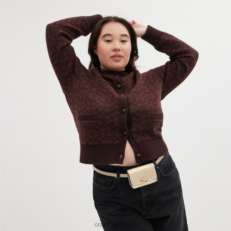 Coach mulheres bolsa de cinto com porta cartão bandido b4/marfim 6B20P193