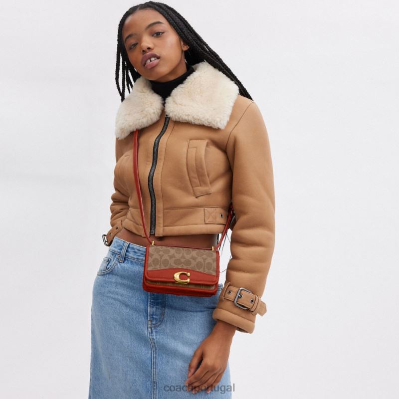 Coach mulheres coach x mint + serf bandit crossbody em tela exclusiva b4/ferrugem bronzeada 6B20P181