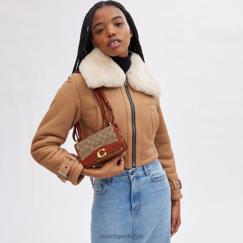 Coach mulheres coach x mint + serf bandit crossbody em tela exclusiva b4/ferrugem bronzeada 6B20P181