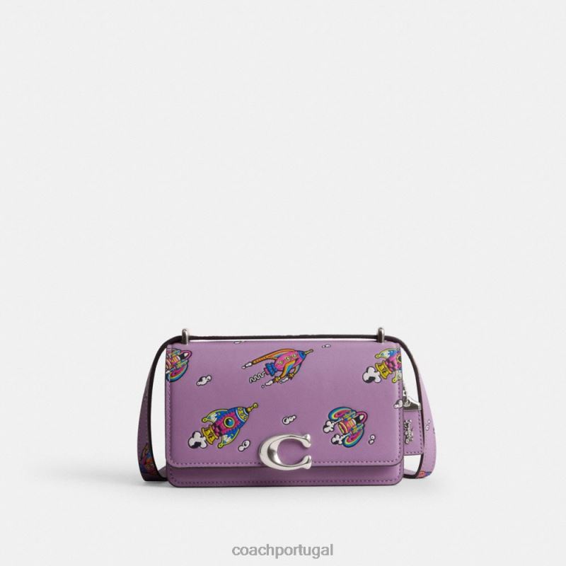 Coach mulheres crossbody cosmic coach bandit com estampa de foguete lh/orquídea violeta multi 6B20P185