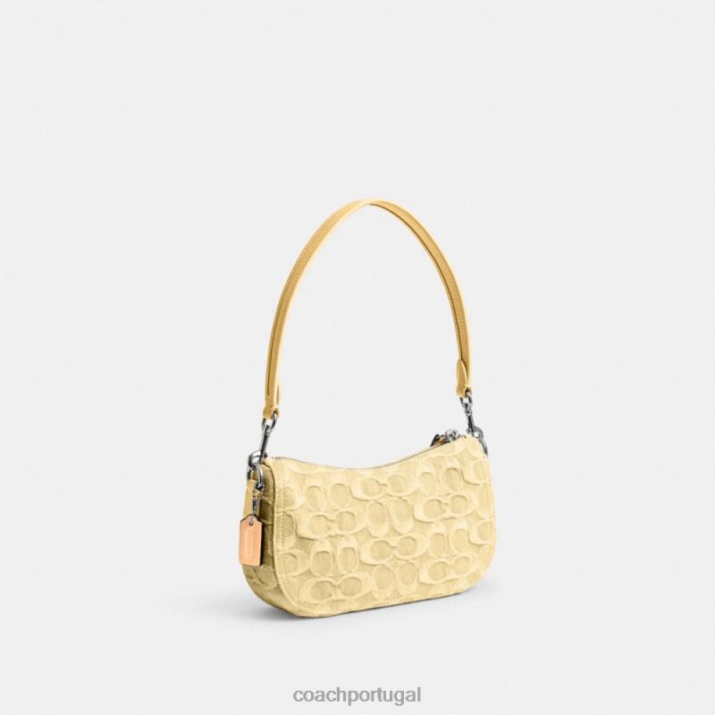 Coach mulheres swinger 20 em jeans exclusivo lh/amarelo claro 6B20P200