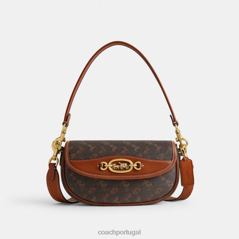 Coach mulheres bolsa de ombro harley 23 com estampa de cavalo e carruagem b4/trufa âmbar polido 6B20P263