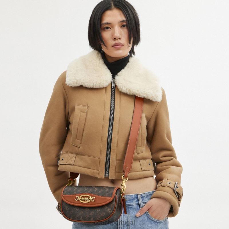 Coach mulheres bolsa de ombro harley 23 com estampa de cavalo e carruagem b4/trufa âmbar polido 6B20P263