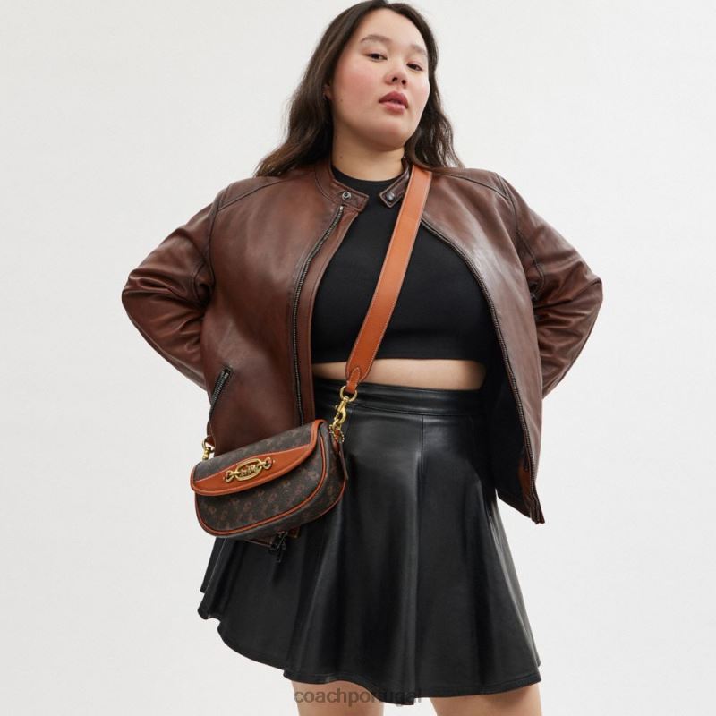 Coach mulheres bolsa de ombro harley 23 com estampa de cavalo e carruagem b4/trufa âmbar polido 6B20P263