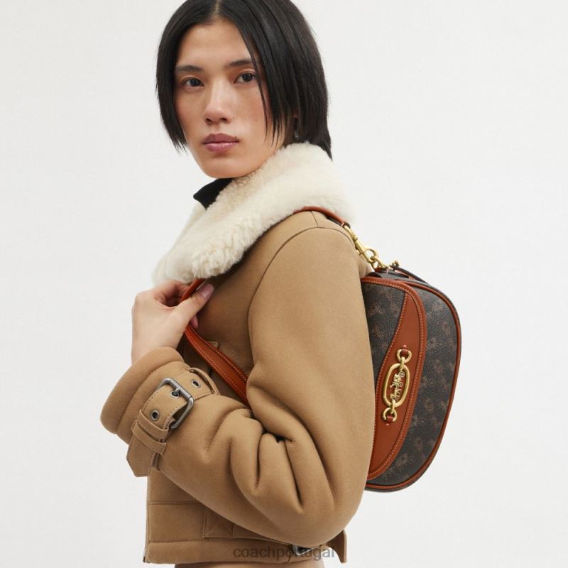 Coach mulheres bolsa de ombro harley 23 com estampa de cavalo e carruagem b4/trufa âmbar polido 6B20P263