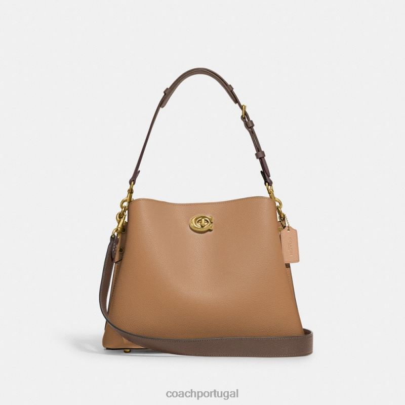 Coach mulheres bolsa de ombro salgueiro em colorblock b4/caramelo multi 6B20P266
