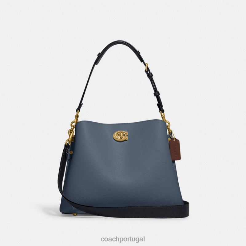Coach mulheres bolsa de ombro salgueiro em colorblock b4/jeans 6B20P265