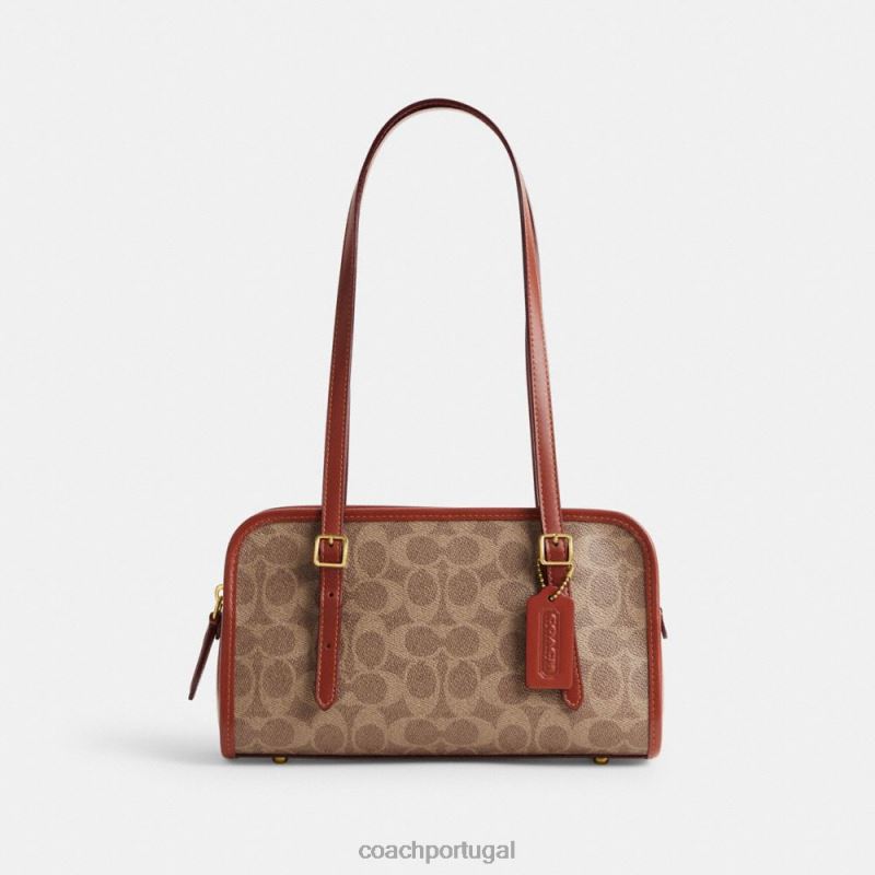 Coach mulheres swing zip em tela de assinatura b4/ferrugem bronzeada 6B20P268