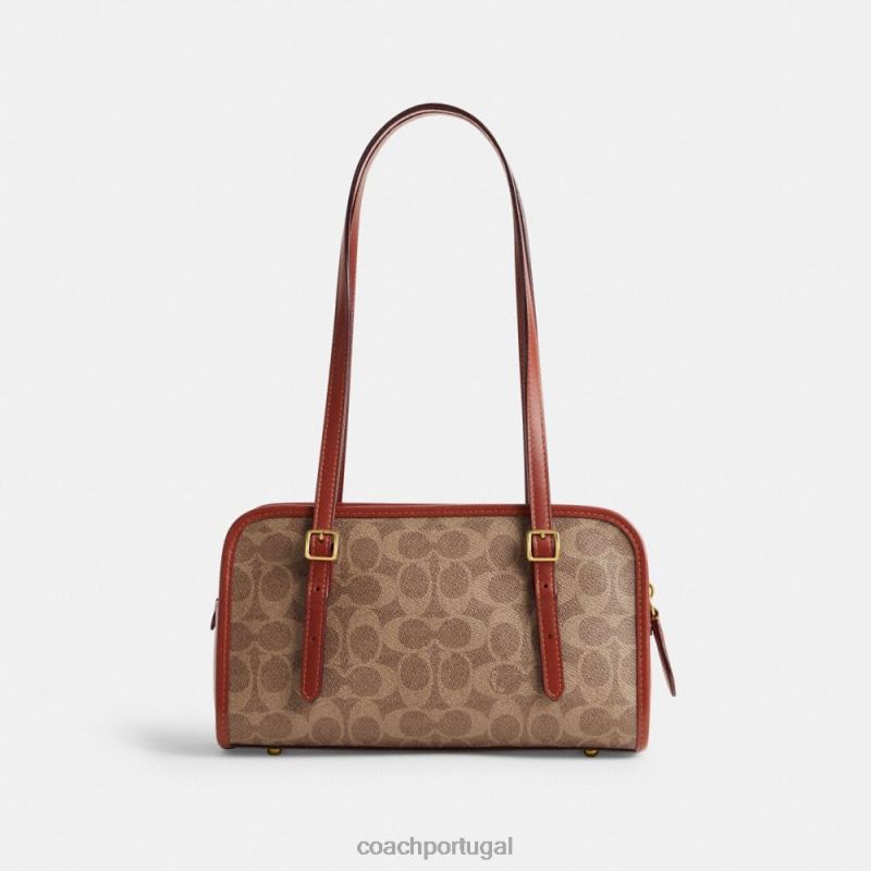 Coach mulheres swing zip em tela de assinatura b4/ferrugem bronzeada 6B20P268