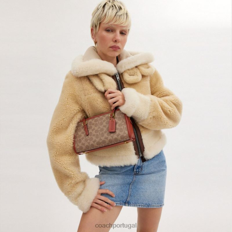 Coach mulheres swing zip em tela de assinatura b4/ferrugem bronzeada 6B20P268