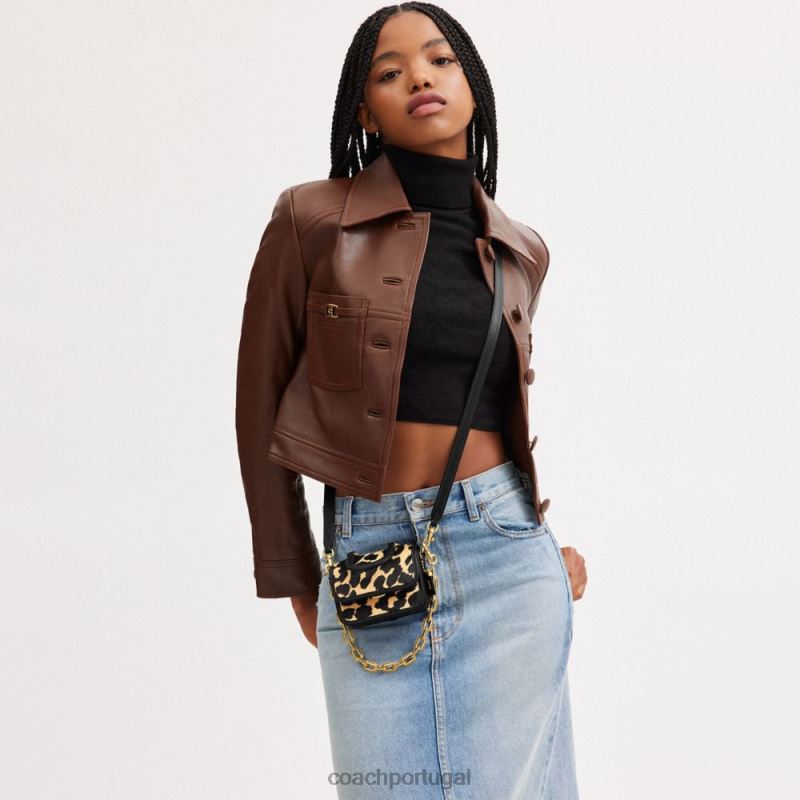 Coach mulheres alça superior desonesta 12 com estampa de leopardo b4/leopardo 6B20P93