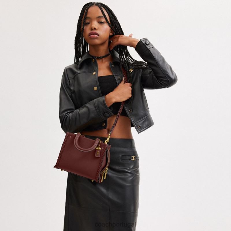Coach mulheres ladino 20 com trança b4/vinho 6B20P80