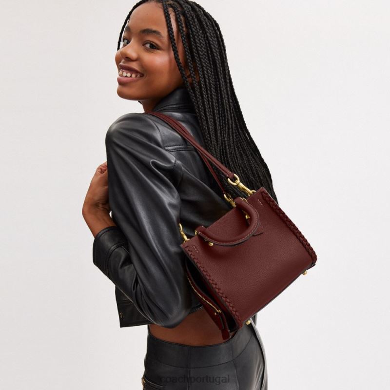 Coach mulheres ladino 20 com trança b4/vinho 6B20P80