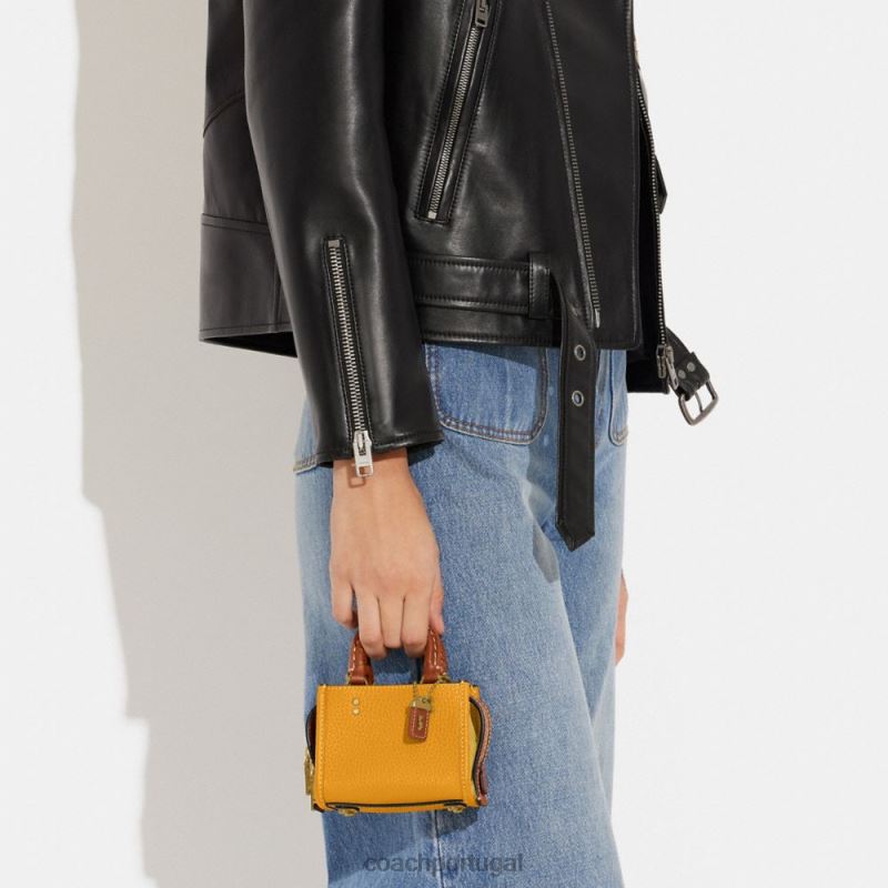 Coach mulheres rogue 12 em couro regenerativo colorblock b4/botão de ouro multi 6B20P96