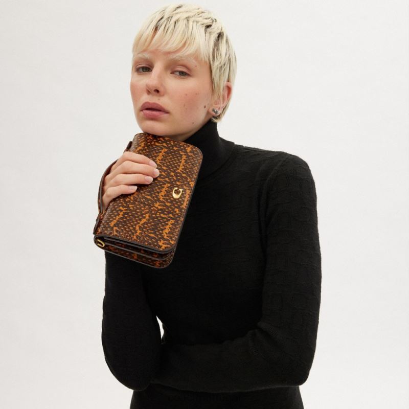 Coach mulheres bea crossbody em pele de cobra b4/mostarda 6B20P228