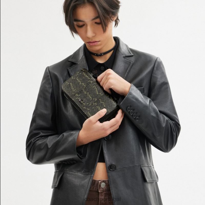 Coach mulheres bea crossbody em pele de cobra v5/verde exército 6B20P222