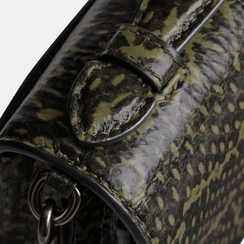 Coach mulheres bea crossbody em pele de cobra v5/verde exército 6B20P222