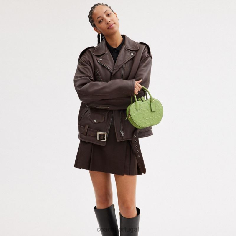 Coach mulheres bolsa apple em couro exclusivo b4/verde 6B20P236
