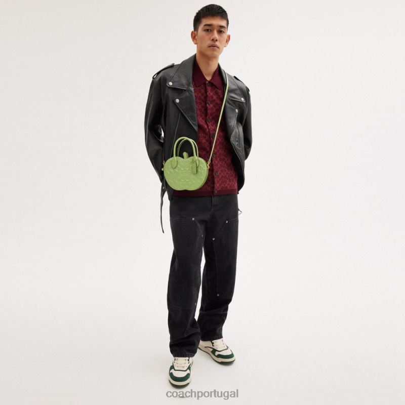Coach mulheres bolsa apple em couro exclusivo b4/verde 6B20P236