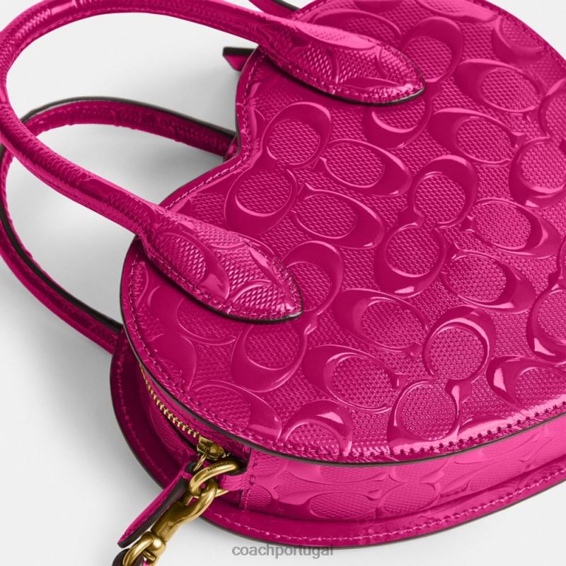 Coach mulheres bolsa coração em couro exclusivo b4/magenta 6B20P240