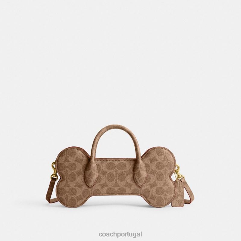 Coach mulheres bolsa de osso em lona exclusiva b4/ferrugem bronzeada 6B20P235