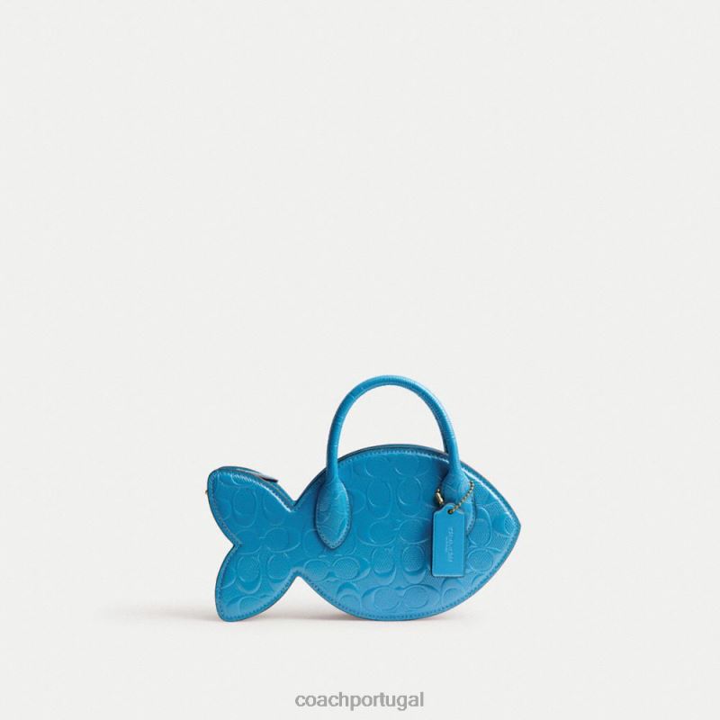 Coach mulheres bolsa de peixe em couro exclusivo b4/azul 6B20P238